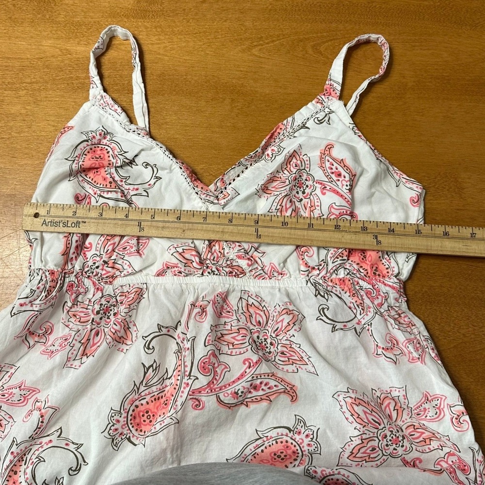 Y2K Paisley BabyDoll Cami Flowy Tank Top Beach Summer Smocked Women's Sz S - Picture 7 of 10
